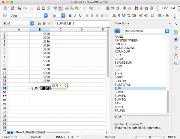 OpenOffice Calc Functions